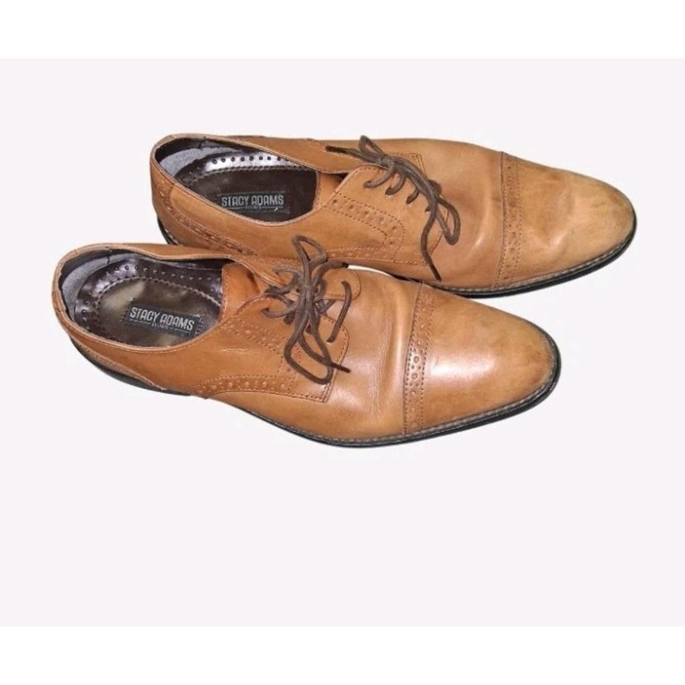 Stacy‎ Adams Brown Leather Lace-up Oxford Dress Shoes Size 8.5